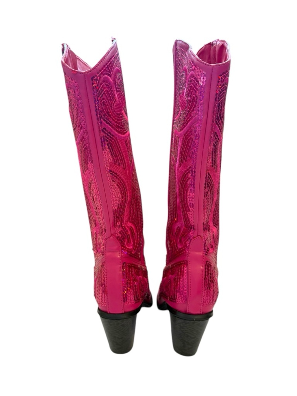 Helen’s Heart Size 8 Hot Pink Sequin Bling Boots Festival Western Cowgirl Preppy - Picture 2 of 7